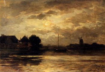 菲利普 Lodowyck 雅各佈 薩德 View Of The Spaarne Haarlem By Moonlight